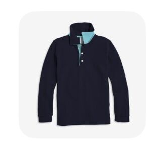 Bella Bliss Navy Long Sleeve Polo with Aqua  Trim